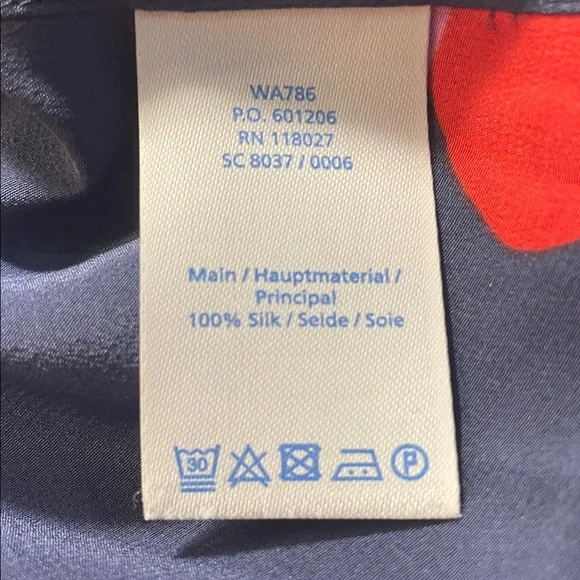 Boden 100% silk button down US 6 navy with bright stripes and floral detail - Picture 3 of 5